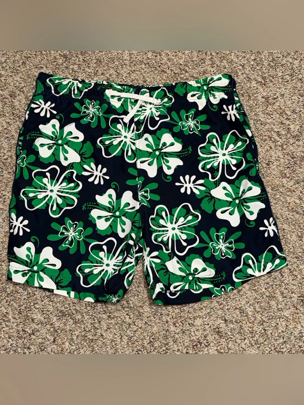 Men's size XL swim trunks Beverly Hills Polo Club Green White Floral Swim Shorts